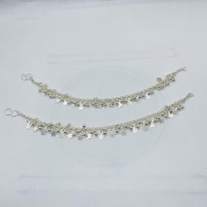 Modern Design Silver Plated Anklet, Pack of 2