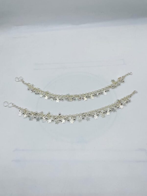 Modern Design Silver Plated Anklet, Pack of 2