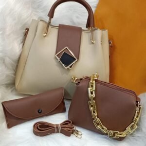 Women's PU Leather Plain Handbag, Pack of 3