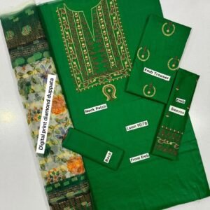 3Pcs Women's Unstitched Lawn Plain Suit