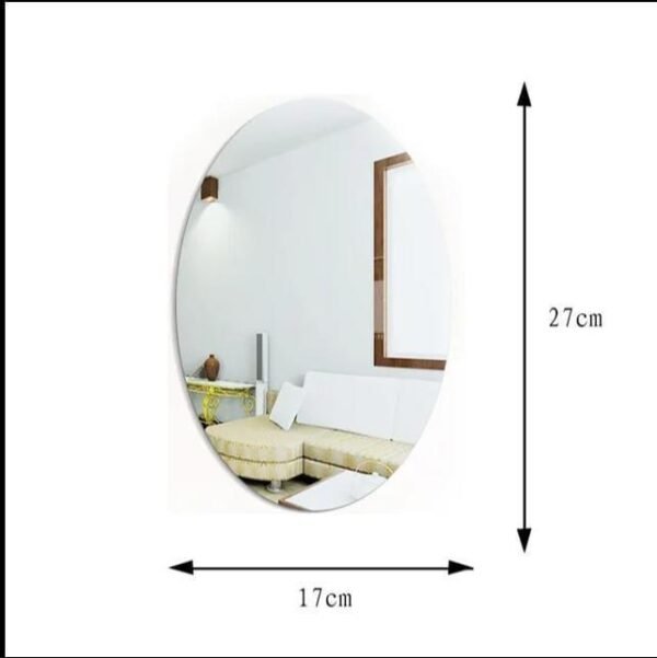 Oval Shaped Wall Mirror Sticker, Silver