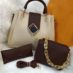 Women's PU Leather Plain Handbag, Pack of 3