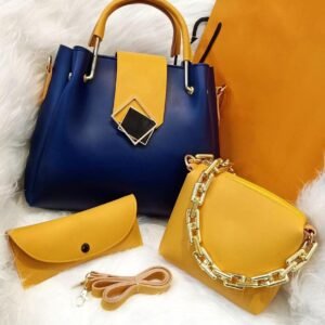 Women's PU Leather Plain Handbag, Pack of 3