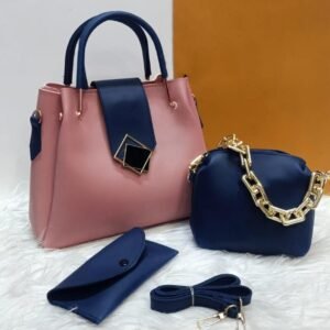 Women's PU Leather Plain Handbag, Pack of 3