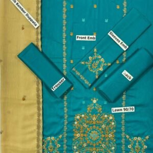 3Pcs Women's Unstitched Lawn Embroidered Suit