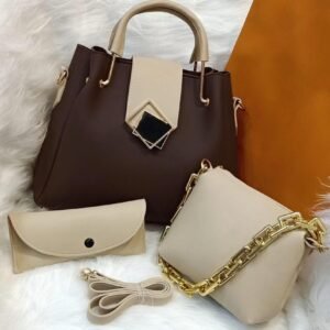 Women's PU Leather Plain Handbag, Pack of 3