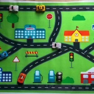 Kids Play City Roads Mat-With Cars