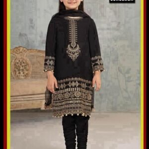 3 Pcs Girl's Unstitched Lawn Embroidered Shirt