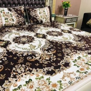 3 Pcs Crystal Cotton Printed Double Bedsheet